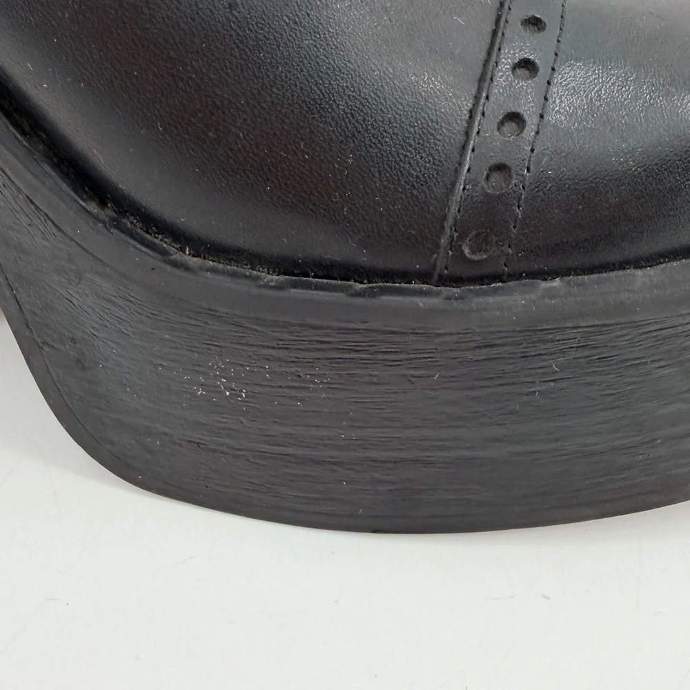 Vintage Y2K Super Chunky Black Leather Oxford Platform Shoes